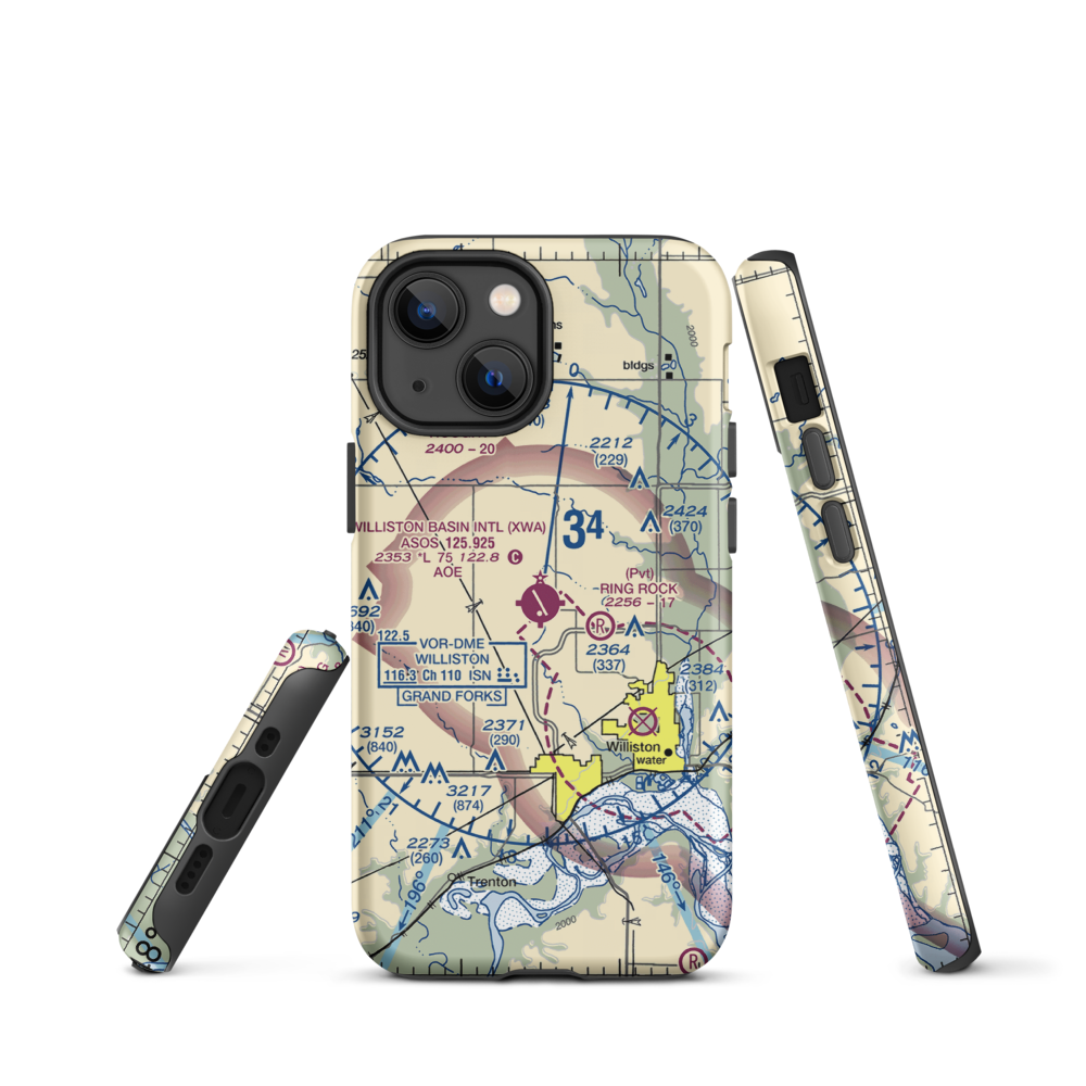 Williston Basin International Airport (XWA) VFR Sectional  Tough iPhone Case iPhone 13 mini model shown