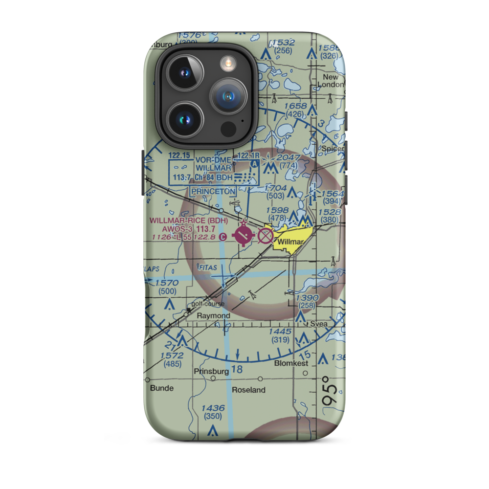 Willmar Municipal -John L Rice Field (BDH) VFR Sectional  Tough iPhone Case iPhone 16 Pro Max model shown