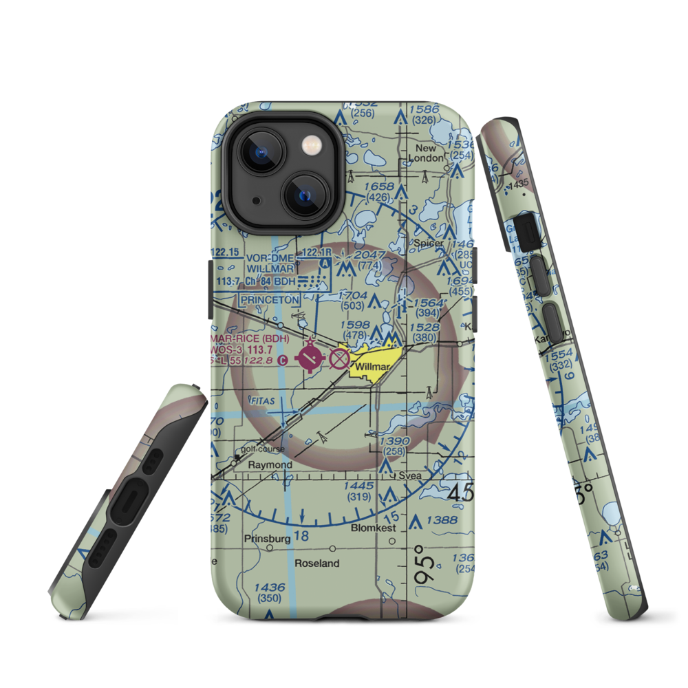 Willmar Municipal John L Rice Field (ILL) VFR Sectional  Tough iPhone Case iPhone 14 model shown