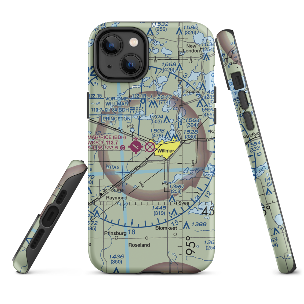 Willmar Municipal John L Rice Field (ILL) VFR Sectional  Tough iPhone Case iPhone 14 Plus model shown