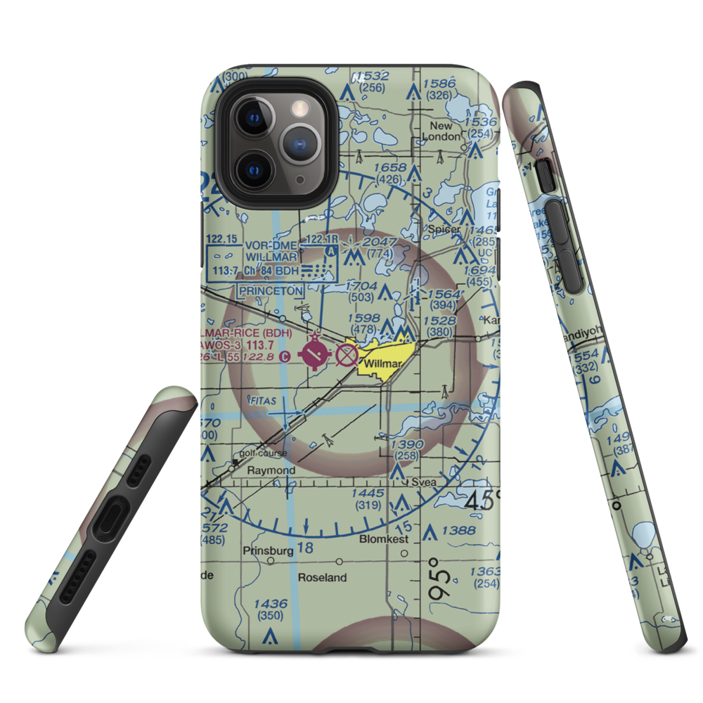 Willmar Municipal John L Rice Field (ILL) VFR Sectional  Tough iPhone Case iPhone 11 Pro Max model shown