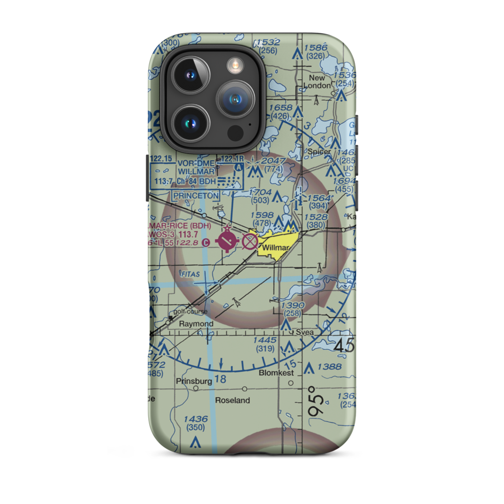 Willmar Municipal John L Rice Field (ILL) VFR Sectional  Tough iPhone Case iPhone 16 Pro Max model shown