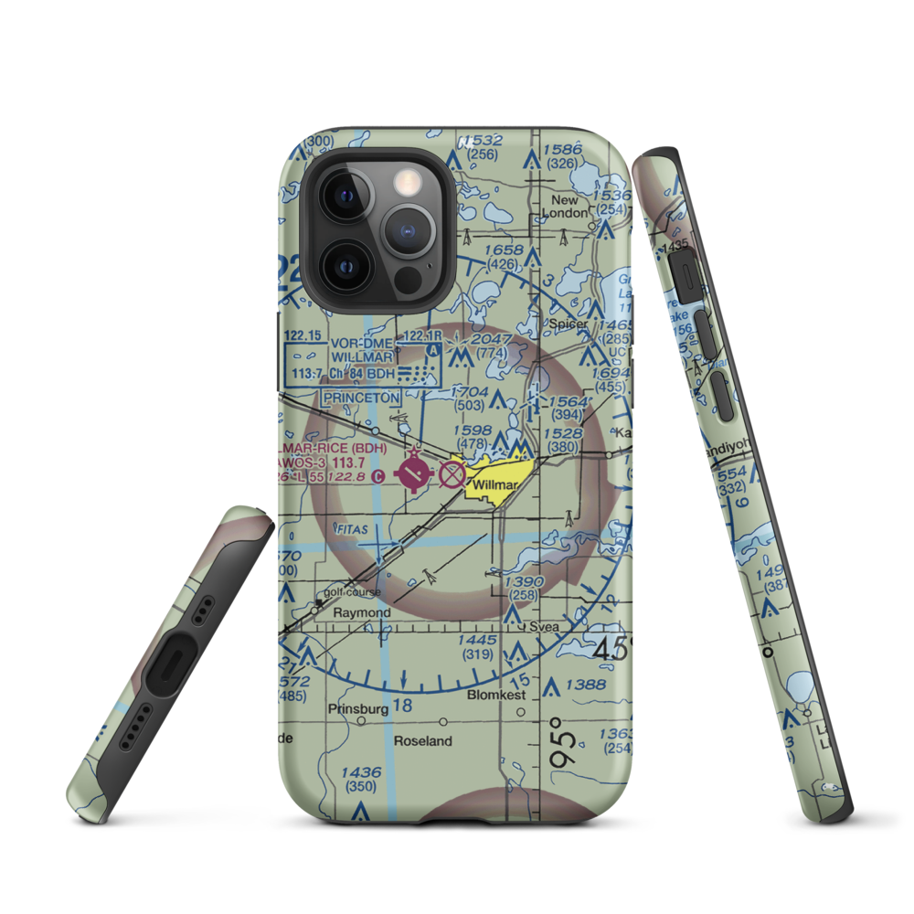 Willmar Municipal John L Rice Field (ILL) VFR Sectional  Tough iPhone Case iPhone 12 Pro model shown