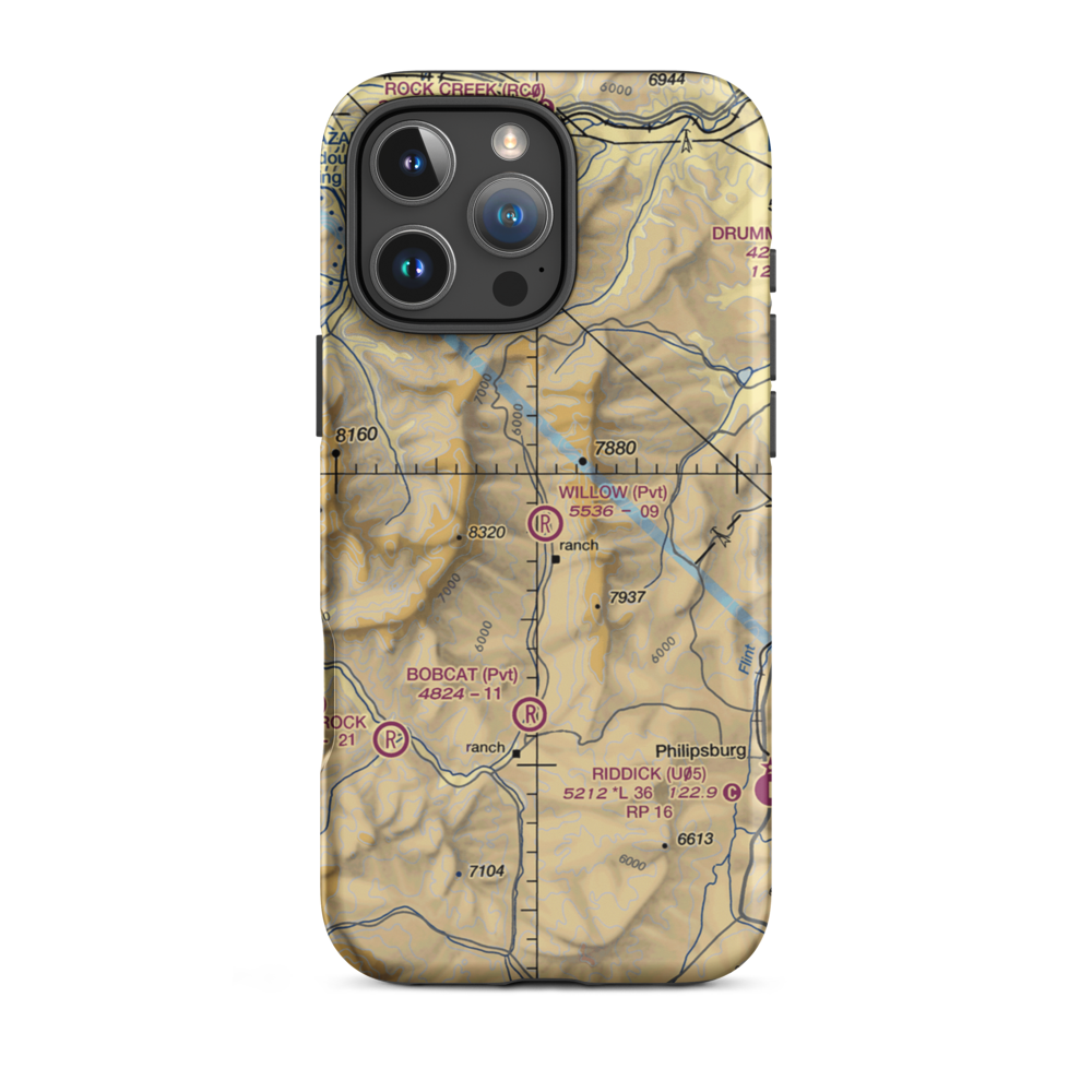 Willow Airport (3MT9) VFR Sectional  Tough iPhone Case iPhone 16 Pro Max model shown