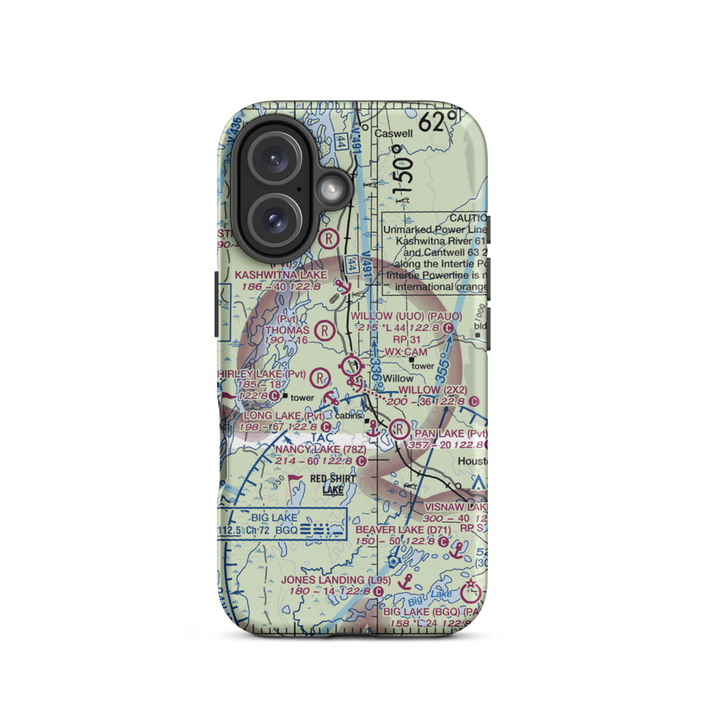 Willow Airport (UUO) VFR Sectional  Tough iPhone Case iPhone 16 model shown