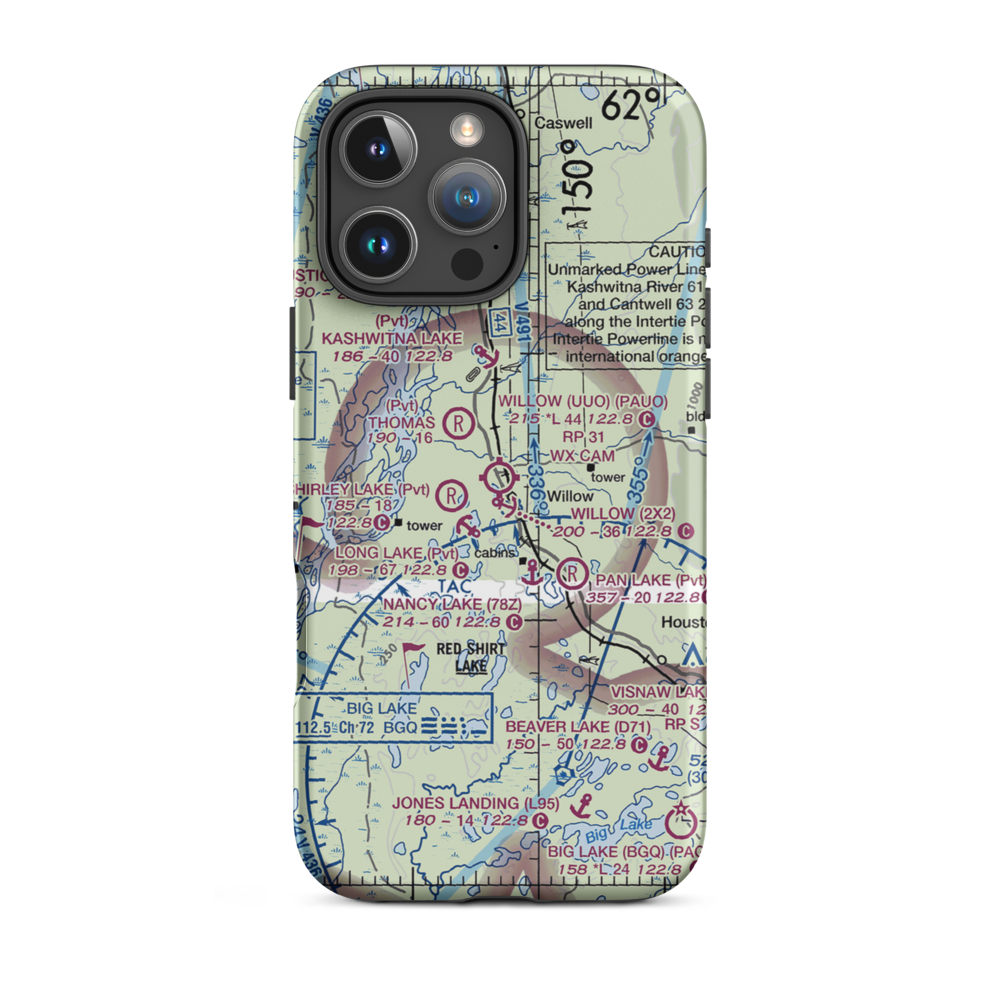 Willow Airport (UUO) VFR Sectional  Tough iPhone Case iPhone 16 Pro Max model shown