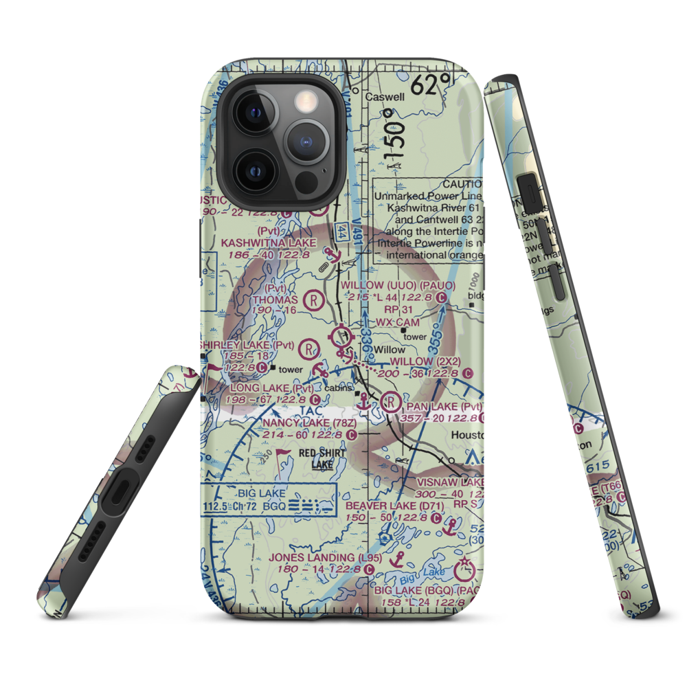 Willow Airport (UUO) VFR Sectional  Tough iPhone Case iPhone 12 Pro Max model shown