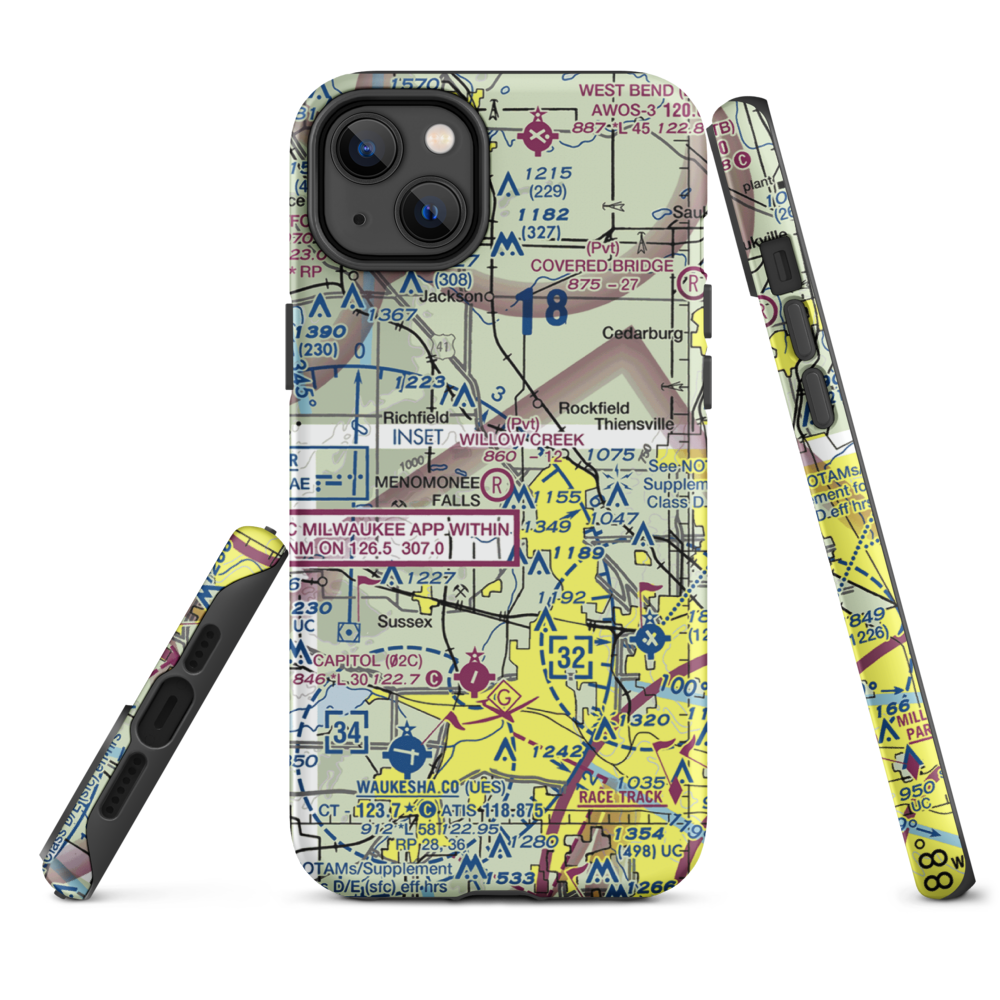 Willow Creek Airport (WI77) VFR Sectional  Tough iPhone Case iPhone 14 Plus model shown