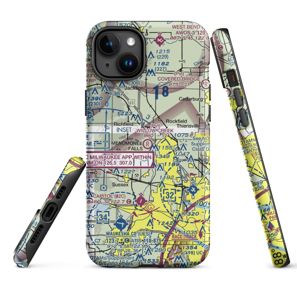 Willow Creek Airport (WI77) VFR Sectional  Tough iPhone Case iPhone 15 Plus model shown