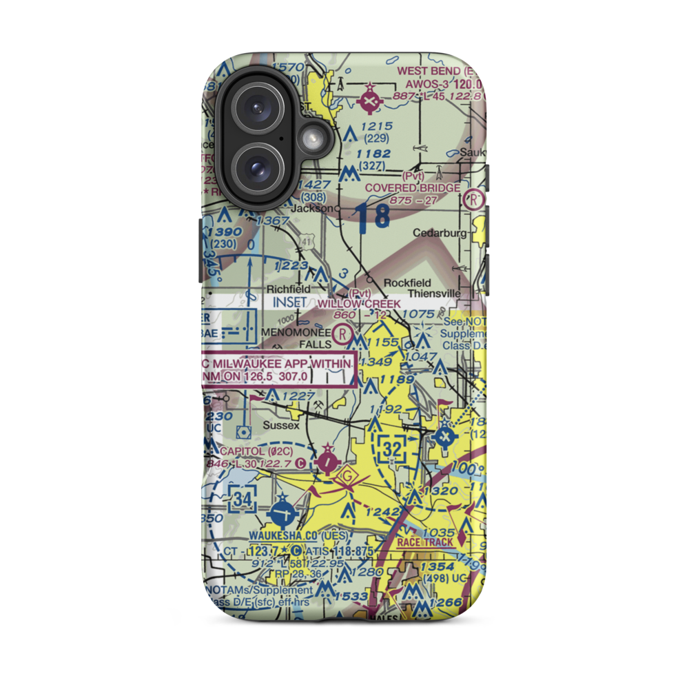 Willow Creek Airport (WI77) VFR Sectional  Tough iPhone Case iPhone 16 Plus model shown