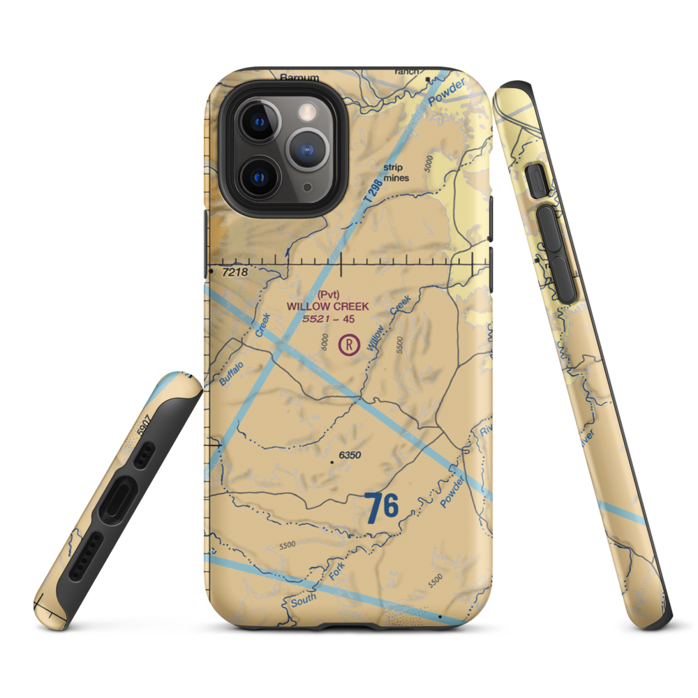 Willow Creek Ranch Airport (10WY) VFR Sectional  Tough iPhone Case iPhone 11 Pro model shown