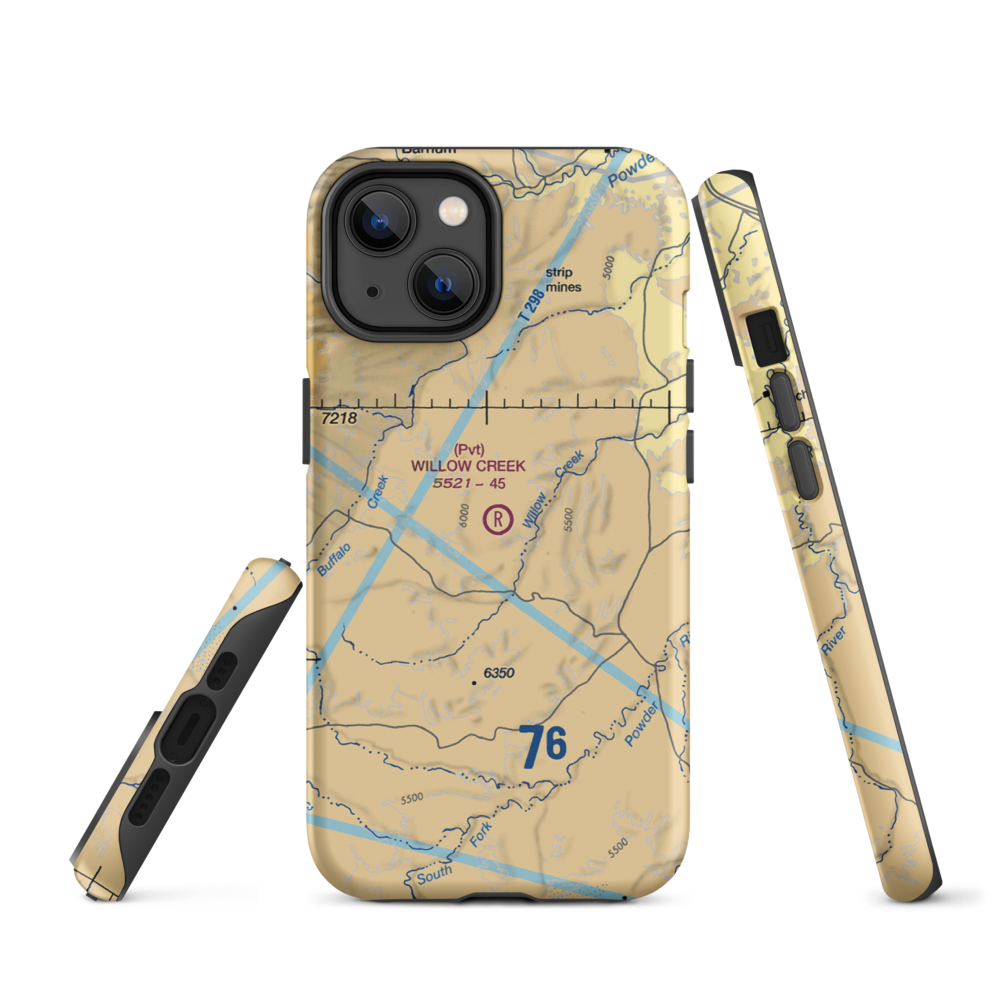 Willow Creek Ranch Airport (10WY) VFR Sectional  Tough iPhone Case iPhone 14 model shown