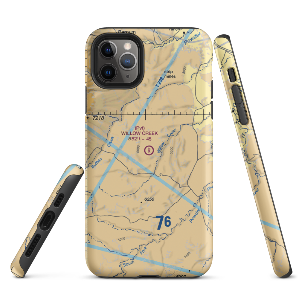 Willow Creek Ranch Airport (10WY) VFR Sectional  Tough iPhone Case iPhone 11 Pro Max model shown