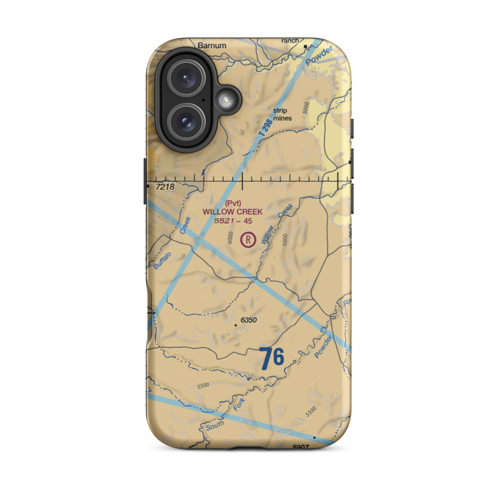 Willow Creek Ranch Airport (10WY) VFR Sectional  Tough iPhone Case iPhone 16 Plus model shown