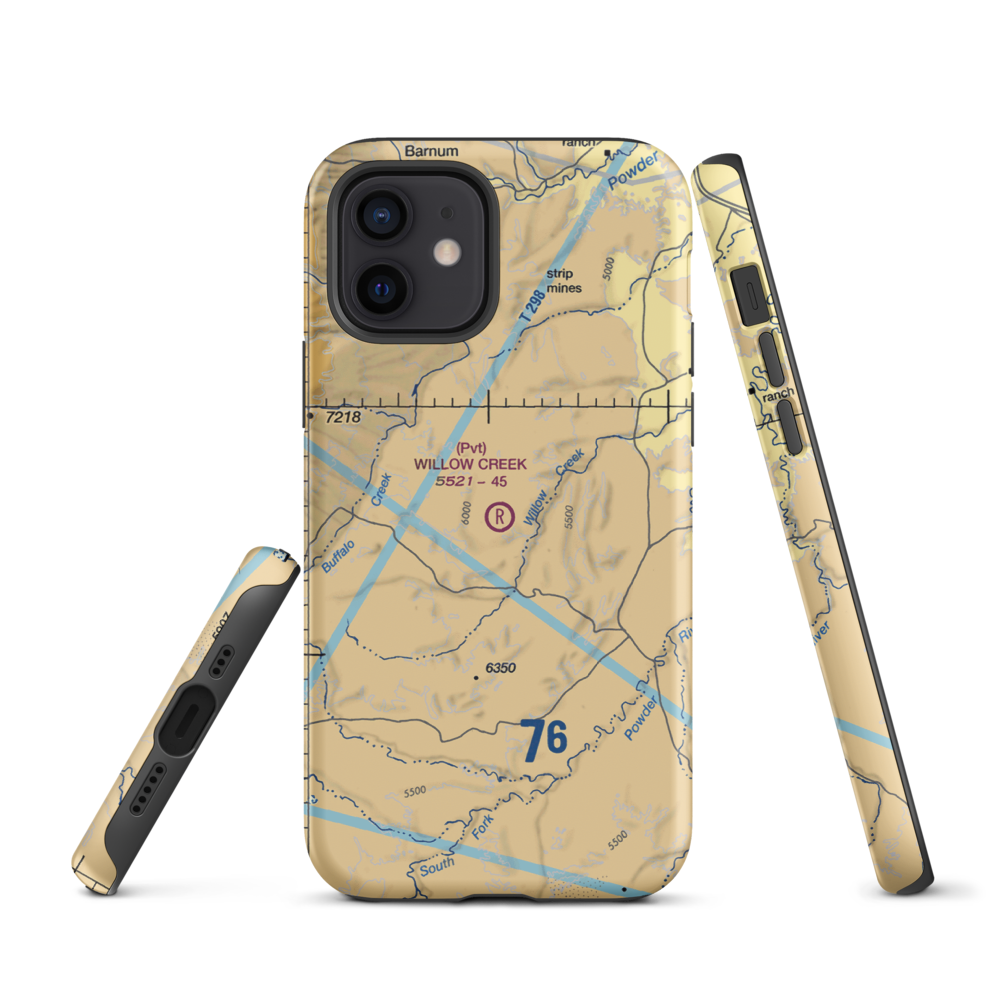 Willow Creek Ranch Airport (10WY) VFR Sectional  Tough iPhone Case iPhone 12 model shown