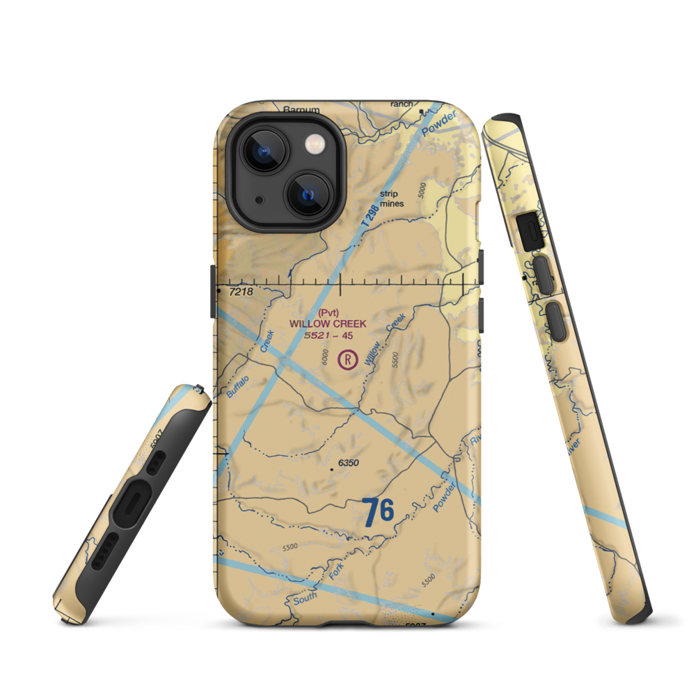 Willow Creek Ranch Airport (10WY) VFR Sectional  Tough iPhone Case iPhone 13 model shown