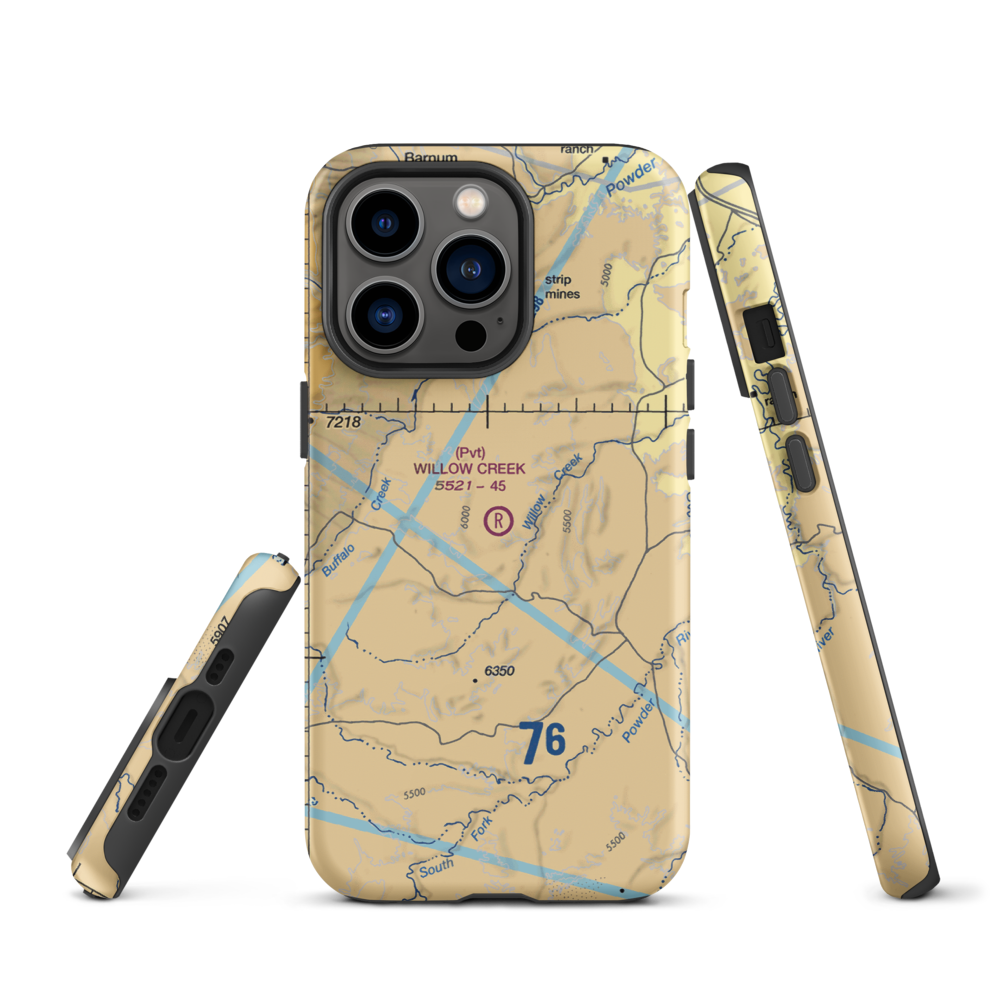 Willow Creek Ranch Airport (10WY) VFR Sectional  Tough iPhone Case iPhone 13 Pro model shown