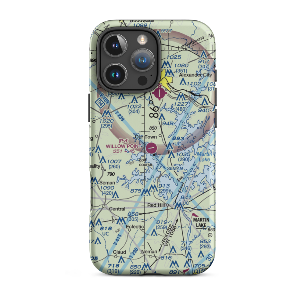 Willow Point Airport (AL71) VFR Sectional  Tough iPhone Case iPhone 16 Pro Max model shown