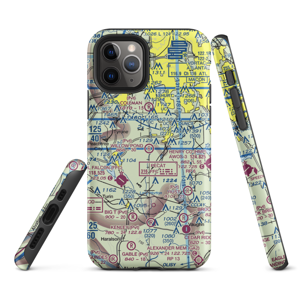Willow Pond Aviation Inc Airport (19GA) VFR Sectional  Tough iPhone Case iPhone 11 Pro model shown