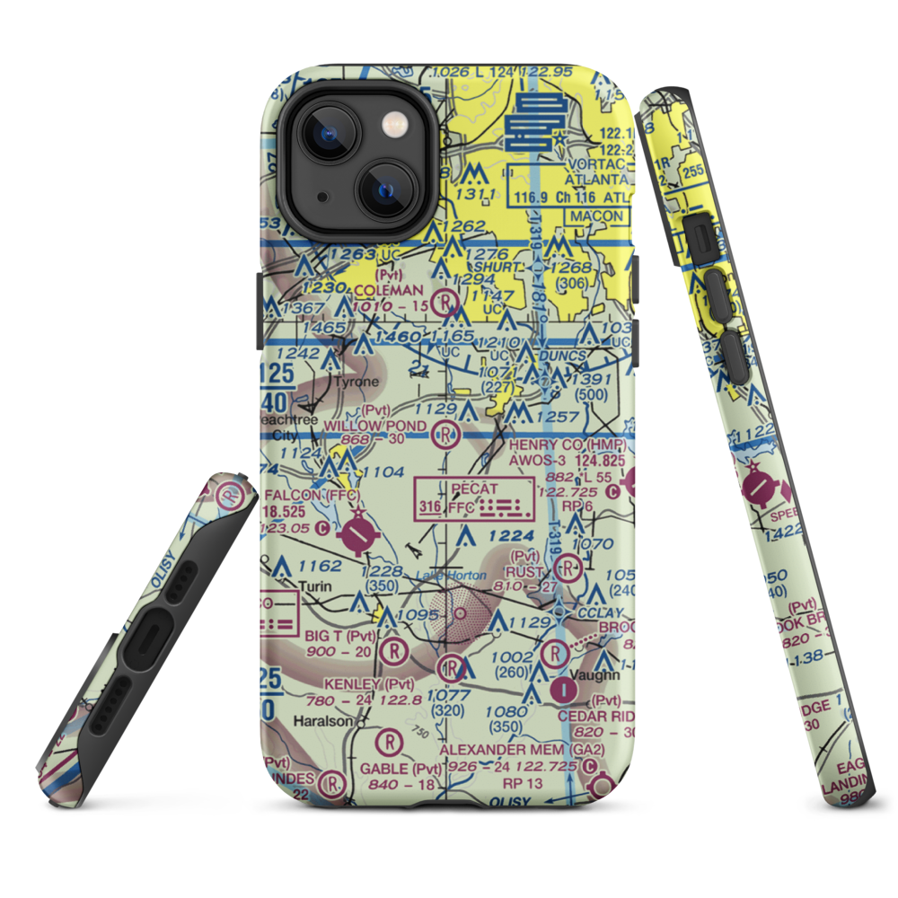 Willow Pond Aviation Inc Airport (19GA) VFR Sectional  Tough iPhone Case iPhone 14 Plus model shown
