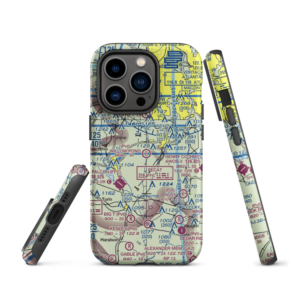 Willow Pond Aviation Inc Airport (19GA) VFR Sectional  Tough iPhone Case iPhone 14 Pro model shown