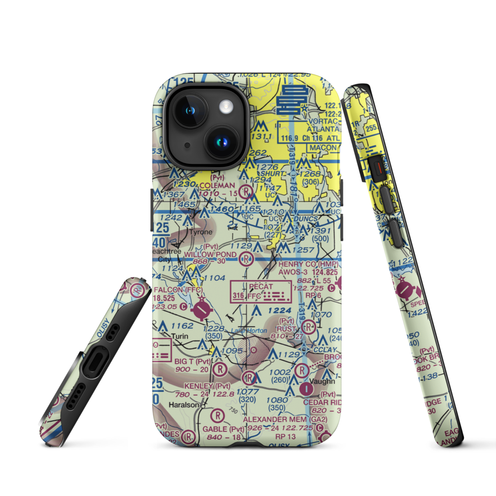 Willow Pond Aviation Inc Airport (19GA) VFR Sectional  Tough iPhone Case iPhone 15 model shown