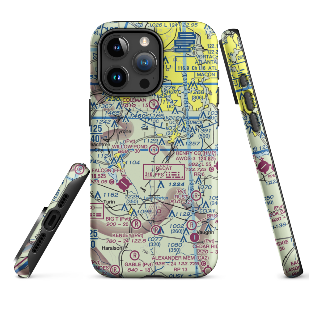 Willow Pond Aviation Inc Airport (19GA) VFR Sectional  Tough iPhone Case iPhone 15 Pro Max model shown