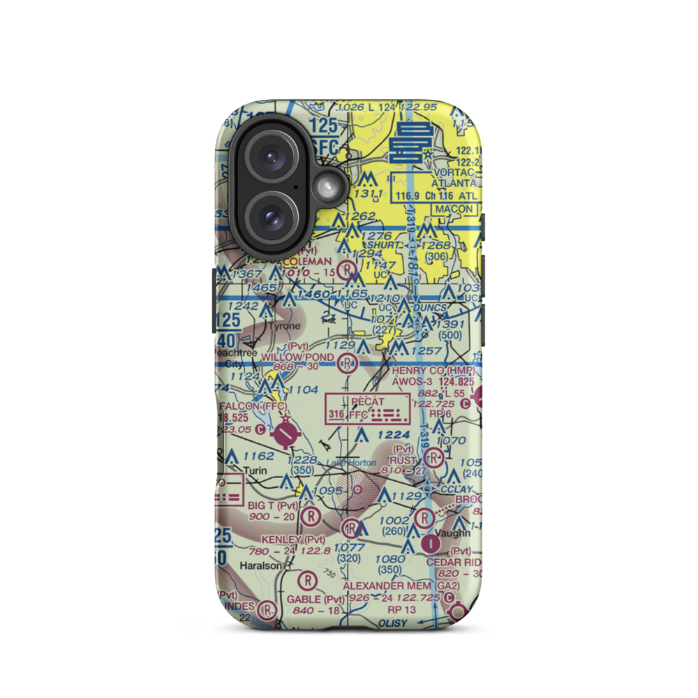 Willow Pond Aviation Inc Airport (19GA) VFR Sectional  Tough iPhone Case iPhone 16 model shown