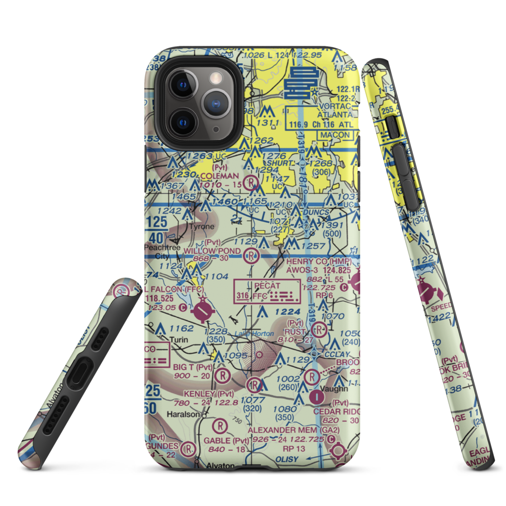 Willow Pond Aviation Inc Airport (19GA) VFR Sectional  Tough iPhone Case iPhone 11 Pro Max model shown
