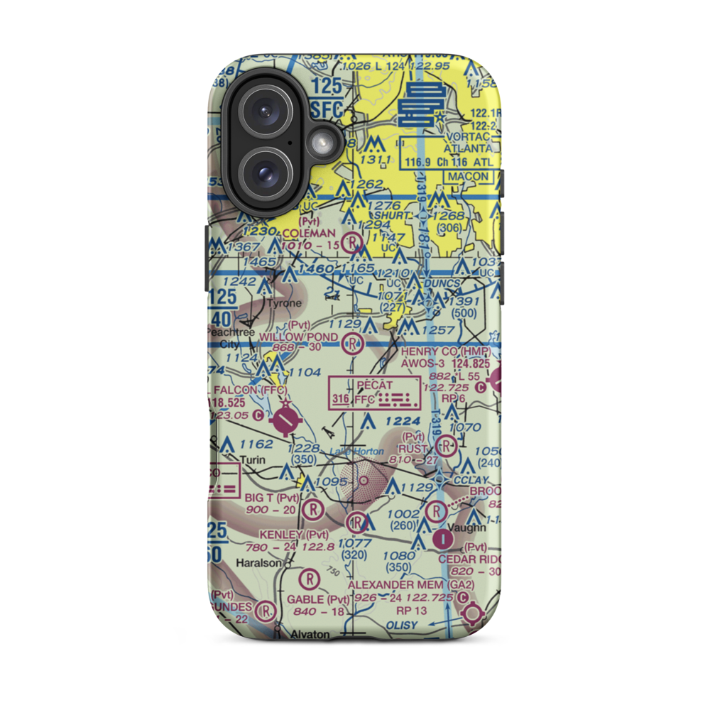 Willow Pond Aviation Inc Airport (19GA) VFR Sectional  Tough iPhone Case iPhone 16 Plus model shown