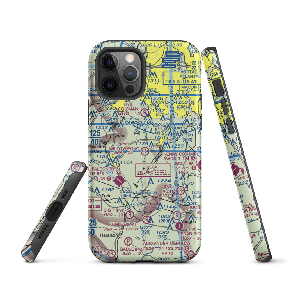 Willow Pond Aviation Inc Airport (19GA) VFR Sectional  Tough iPhone Case iPhone 12 Pro model shown