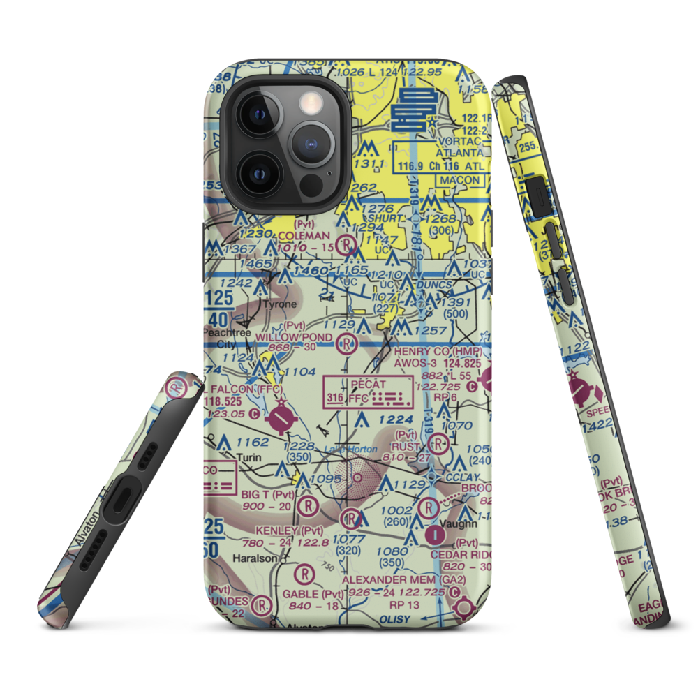 Willow Pond Aviation Inc Airport (19GA) VFR Sectional  Tough iPhone Case iPhone 12 Pro Max model shown