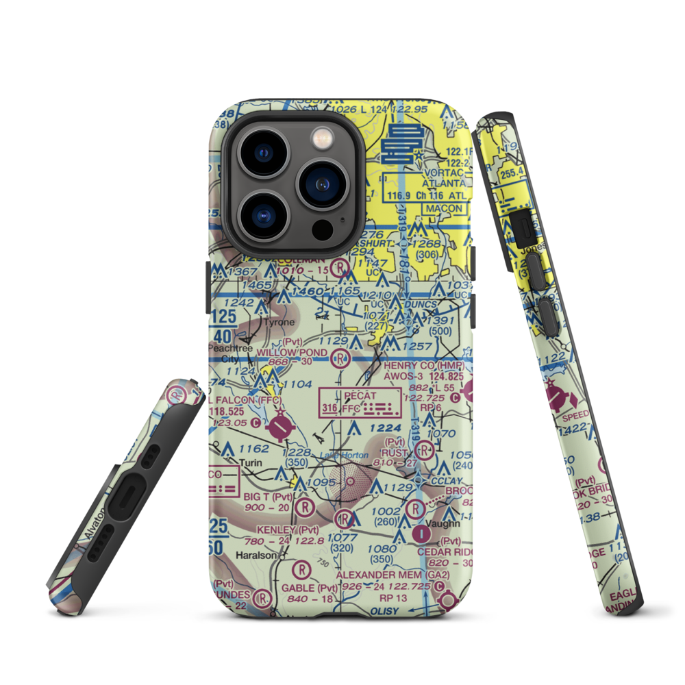 Willow Pond Aviation Inc Airport (19GA) VFR Sectional  Tough iPhone Case iPhone 13 Pro model shown