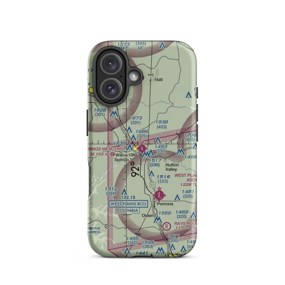 Willow Springs Memorial Airport (1H5) VFR Sectional  Tough iPhone Case iPhone 16 model shown