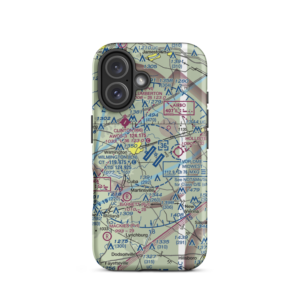 Wilmington Airpark (ILN) VFR Sectional  Tough iPhone Case iPhone 16 model shown