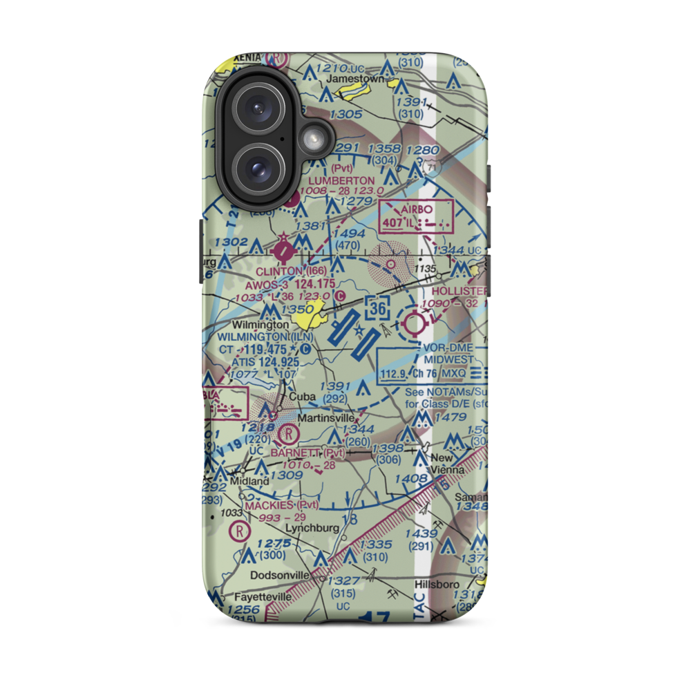 Wilmington Airpark (ILN) VFR Sectional  Tough iPhone Case iPhone 16 Plus model shown