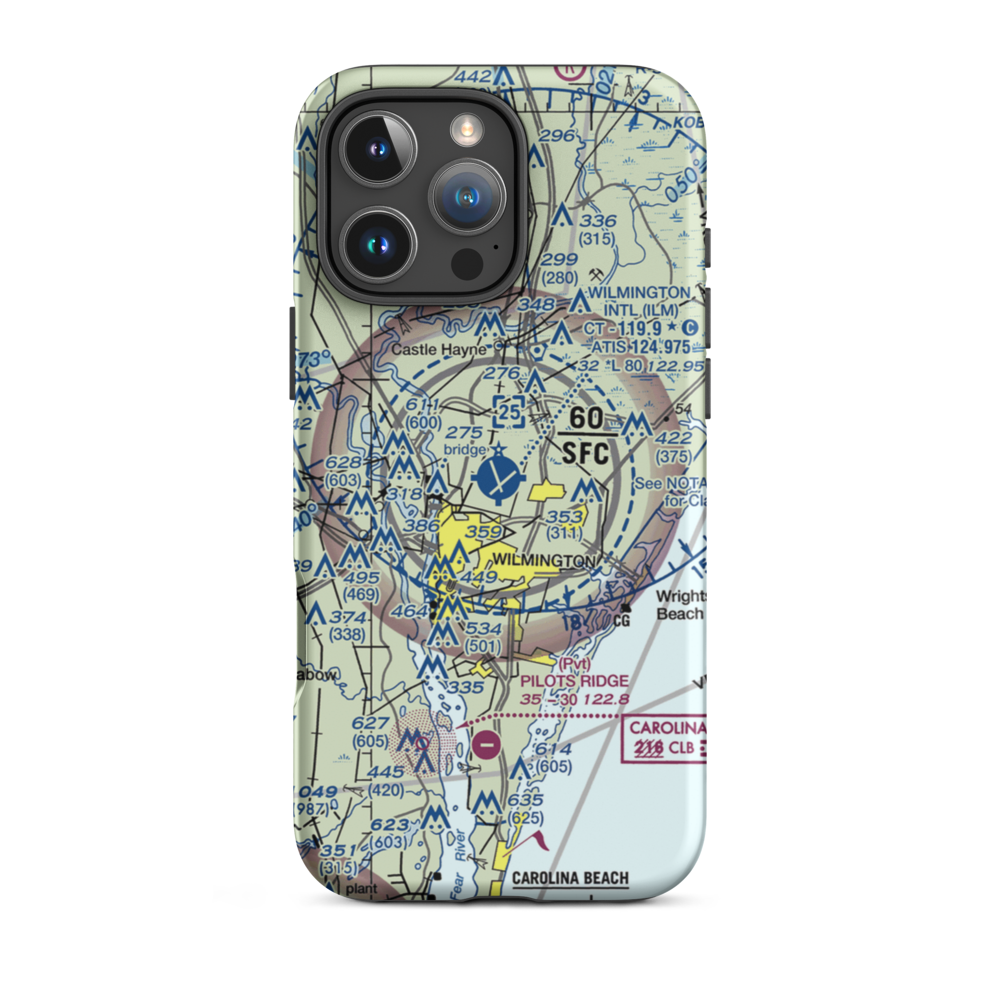 Wilmington International Airport (ILM) VFR Sectional  Tough iPhone Case iPhone 16 Pro Max model shown