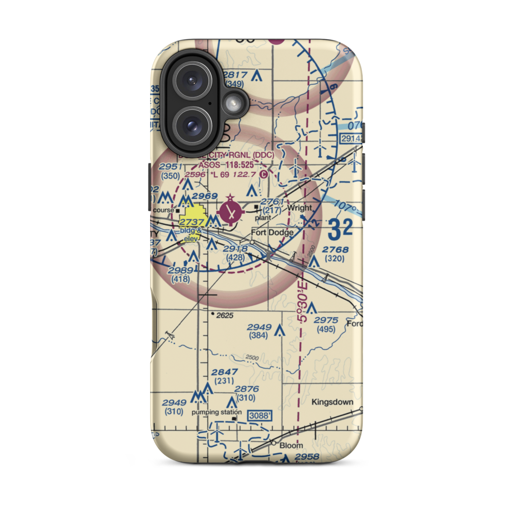 Wilroads Gardens Airport (9K1) VFR Sectional  Tough iPhone Case iPhone 16 Plus model shown