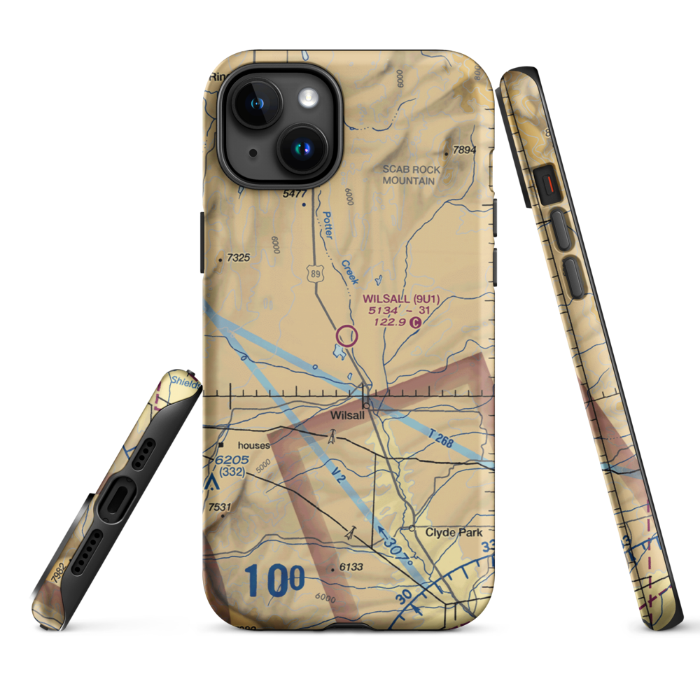 Wilsall Airport (9U1) VFR Sectional  Tough iPhone Case iPhone 15 Plus model shown
