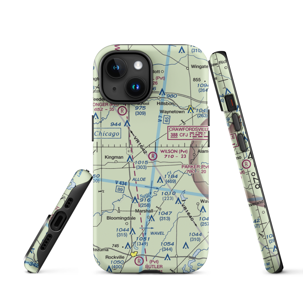 Wilson Airport (4IN4) VFR Sectional  Tough iPhone Case iPhone 15 model shown