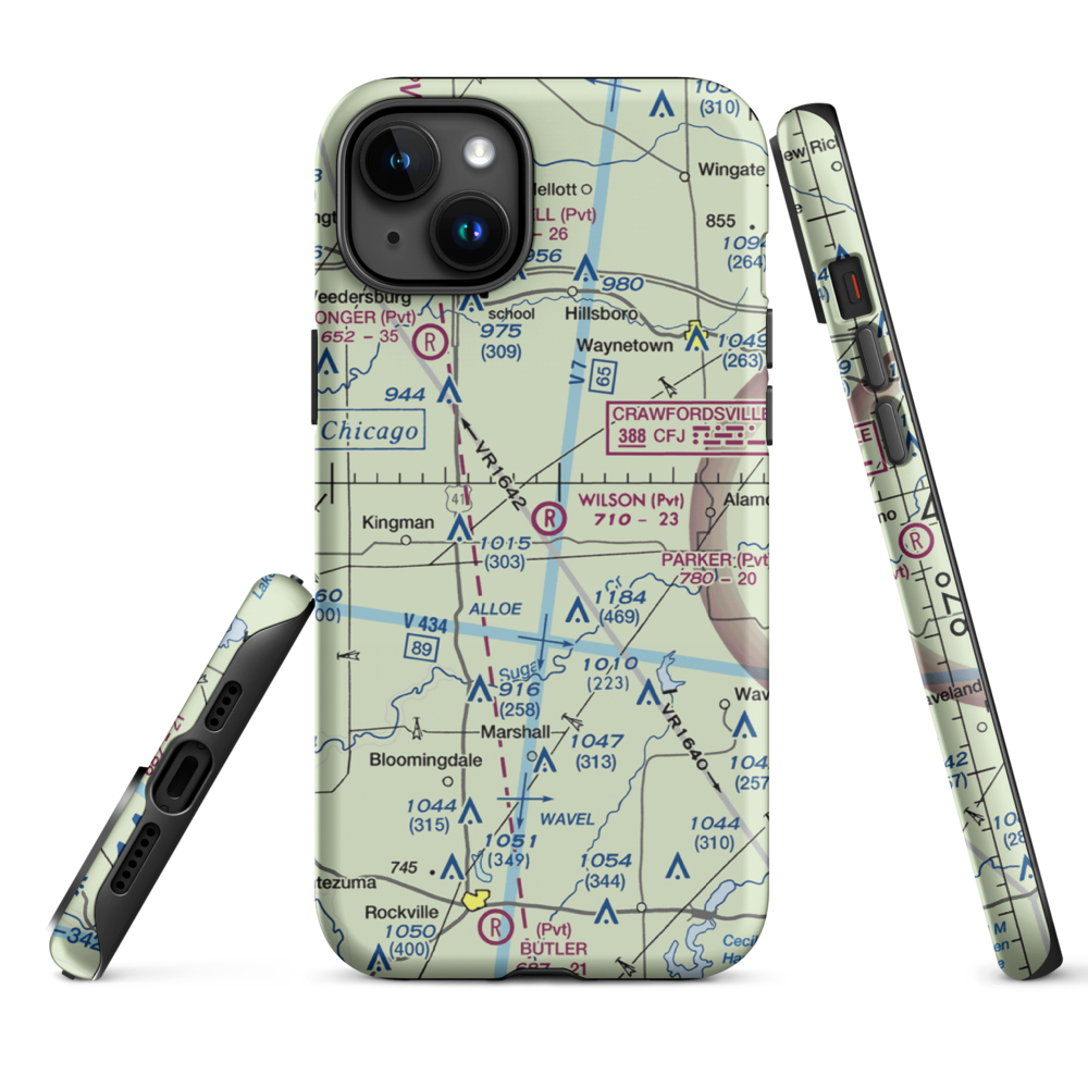 Wilson Airport (4IN4) VFR Sectional  Tough iPhone Case iPhone 15 Plus model shown