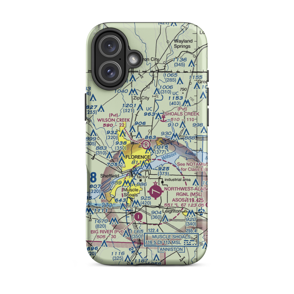 Wilson Creek Airport (0AL9) VFR Sectional  Tough iPhone Case iPhone 16 Plus model shown