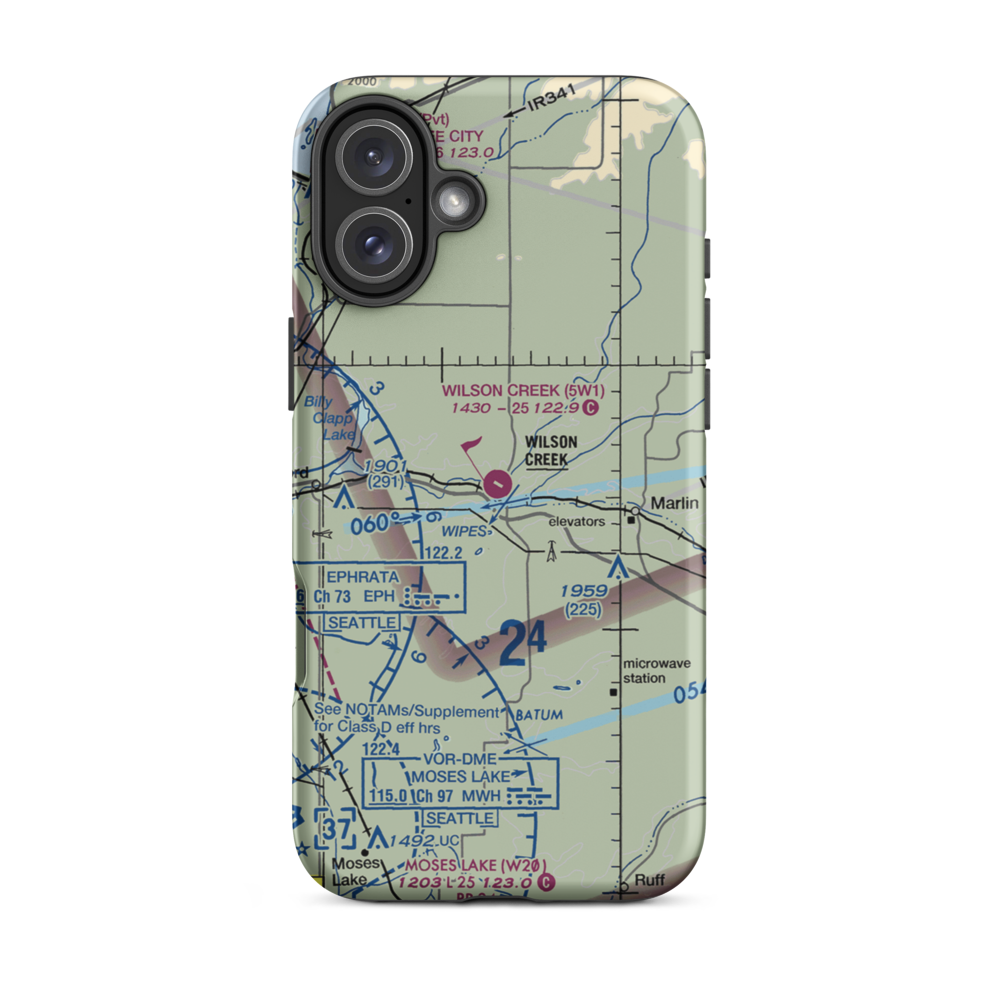 Wilson Creek Airport (5W1) VFR Sectional  Tough iPhone Case iPhone 16 Plus model shown