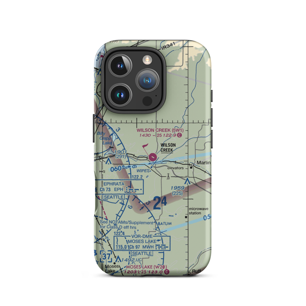 Wilson Creek Airport (5W1) VFR Sectional  Tough iPhone Case iPhone 16 Pro model shown