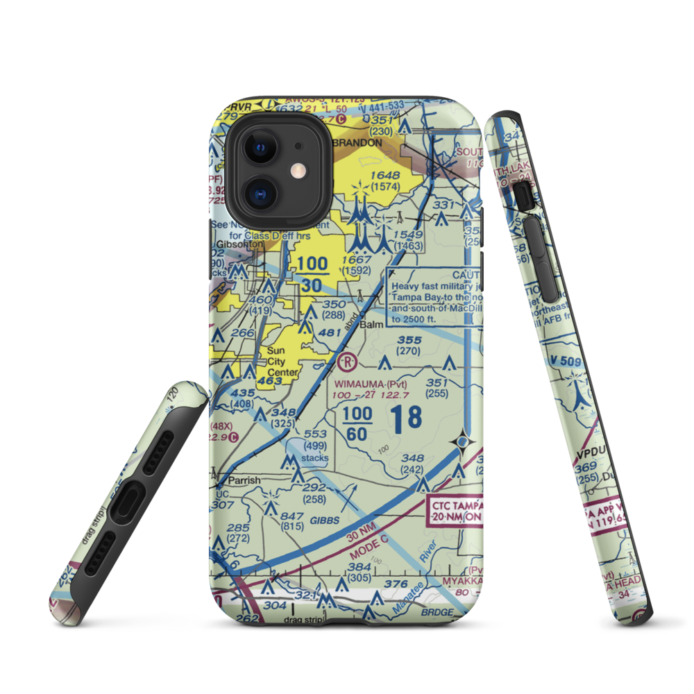 Wimauma Air Park (FD77) VFR Sectional  Tough iPhone Case iPhone 11 model shown