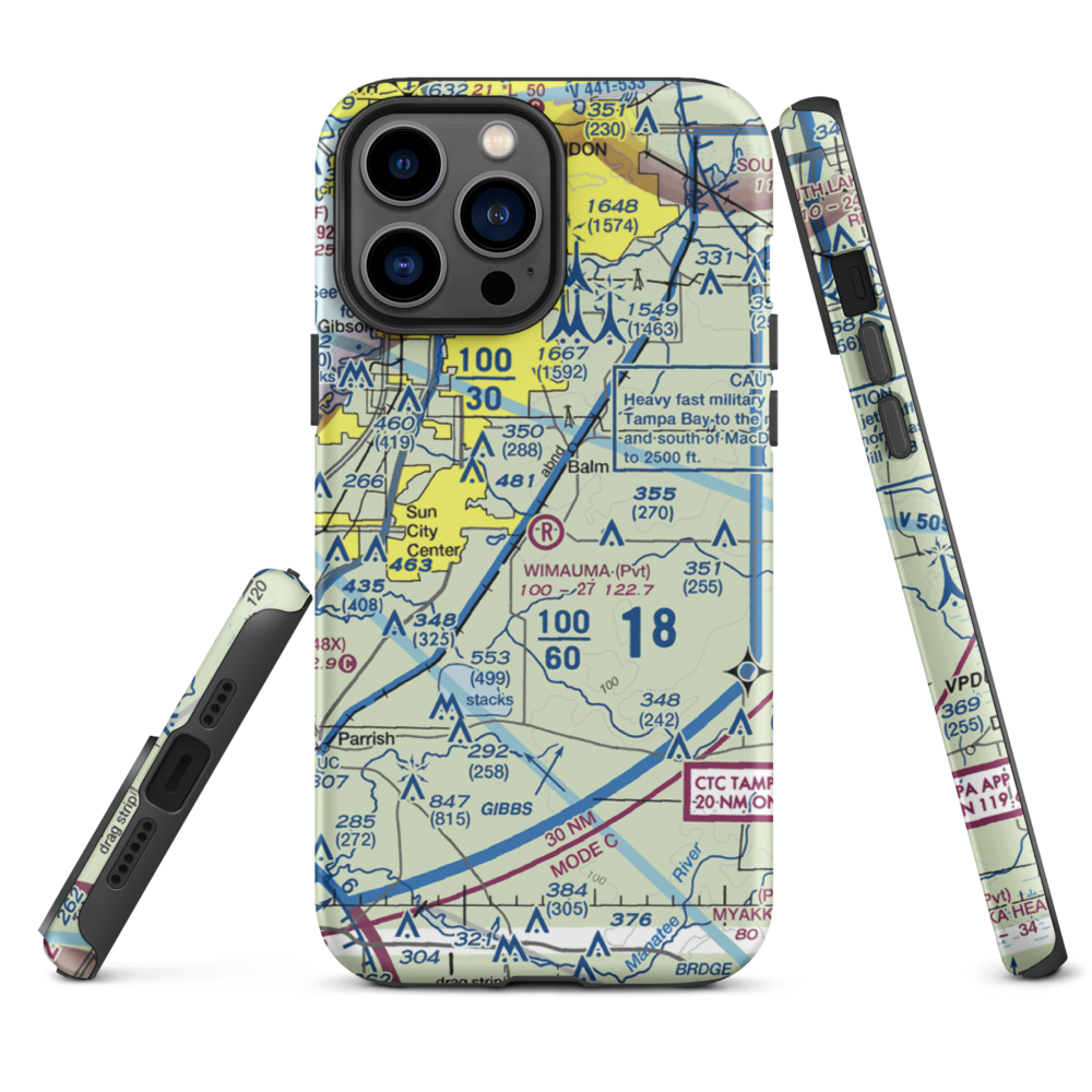 Wimauma Air Park (FD77) VFR Sectional  Tough iPhone Case iPhone 13 Pro Max model shown
