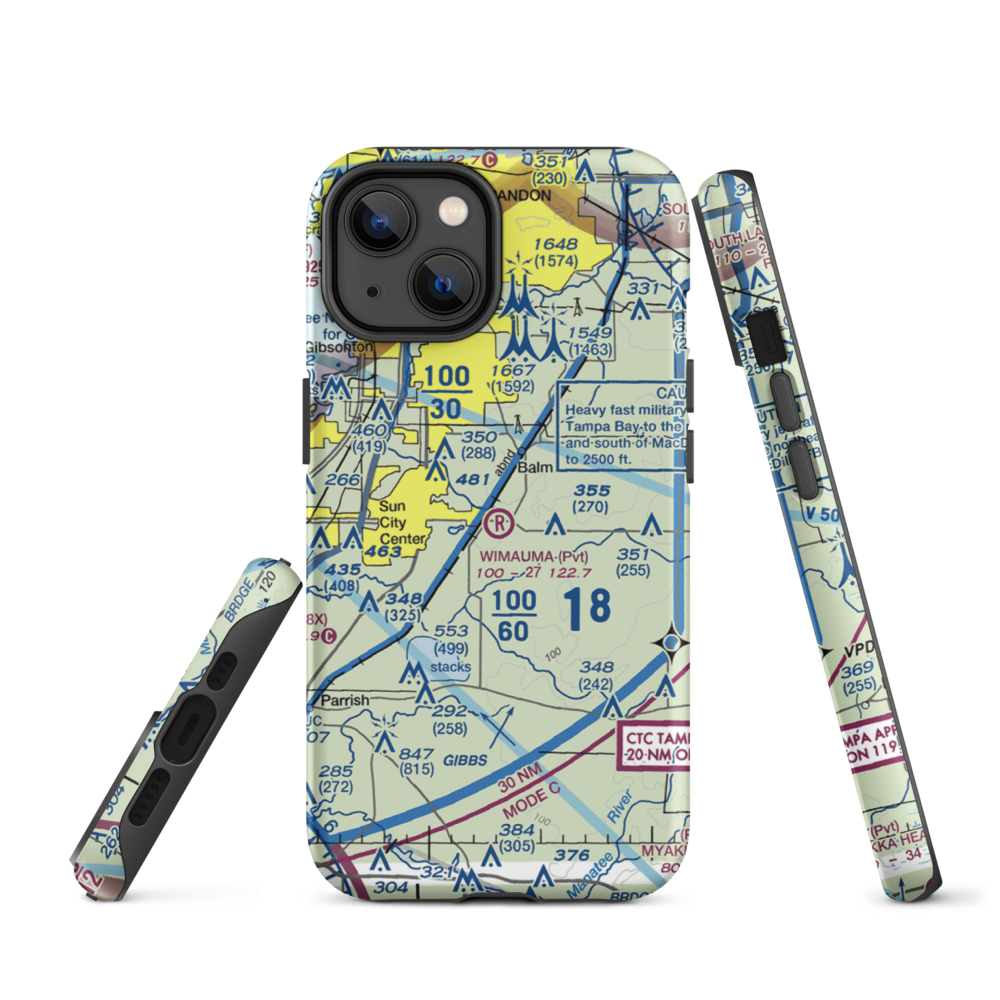 Wimauma Air Park (FD77) VFR Sectional  Tough iPhone Case iPhone 14 model shown