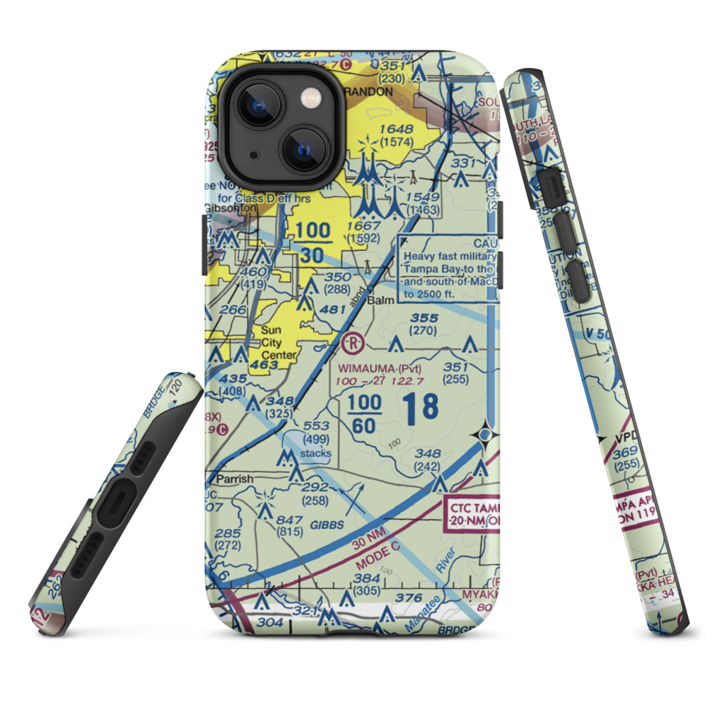 Wimauma Air Park (FD77) VFR Sectional  Tough iPhone Case iPhone 14 Plus model shown