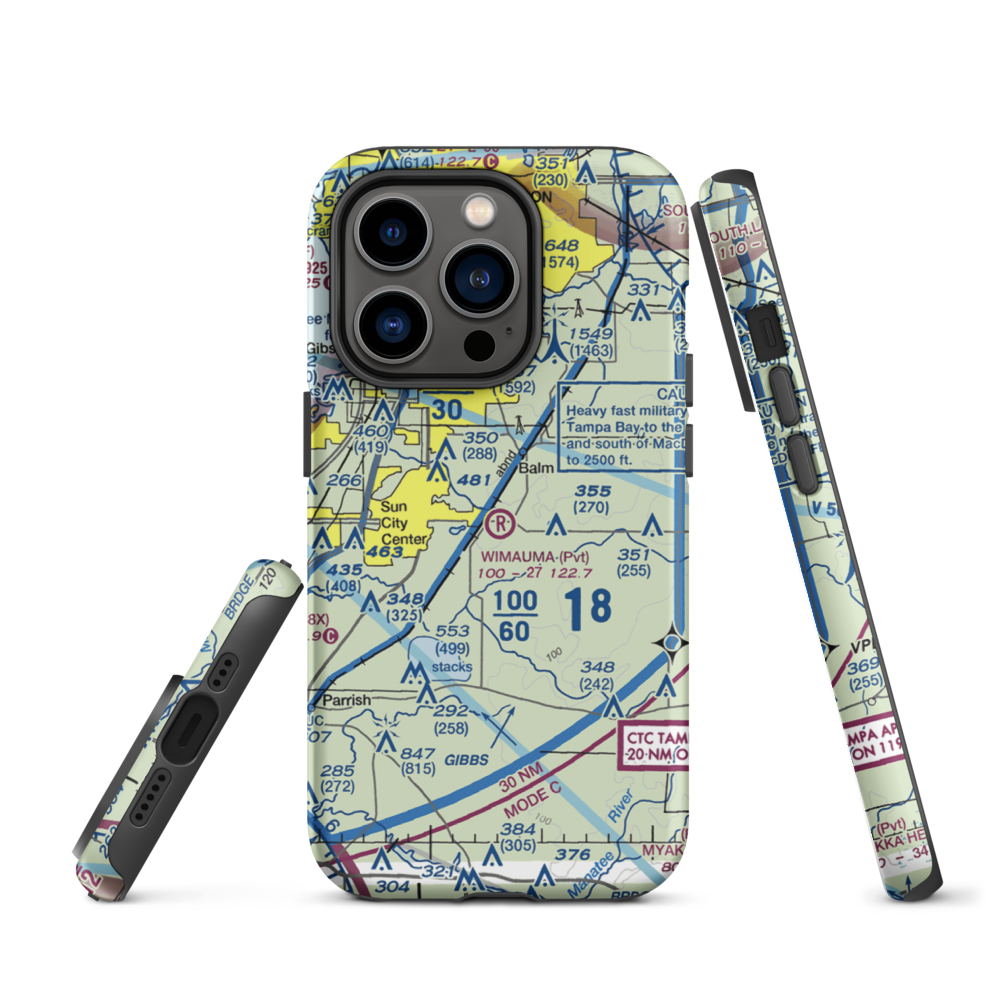 Wimauma Air Park (FD77) VFR Sectional  Tough iPhone Case iPhone 14 Pro model shown