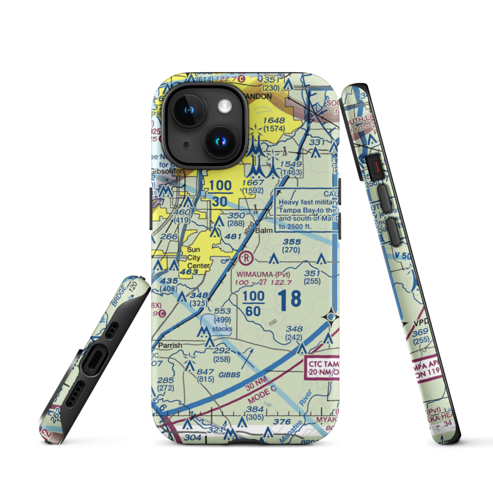 Wimauma Air Park (FD77) VFR Sectional  Tough iPhone Case iPhone 15 model shown